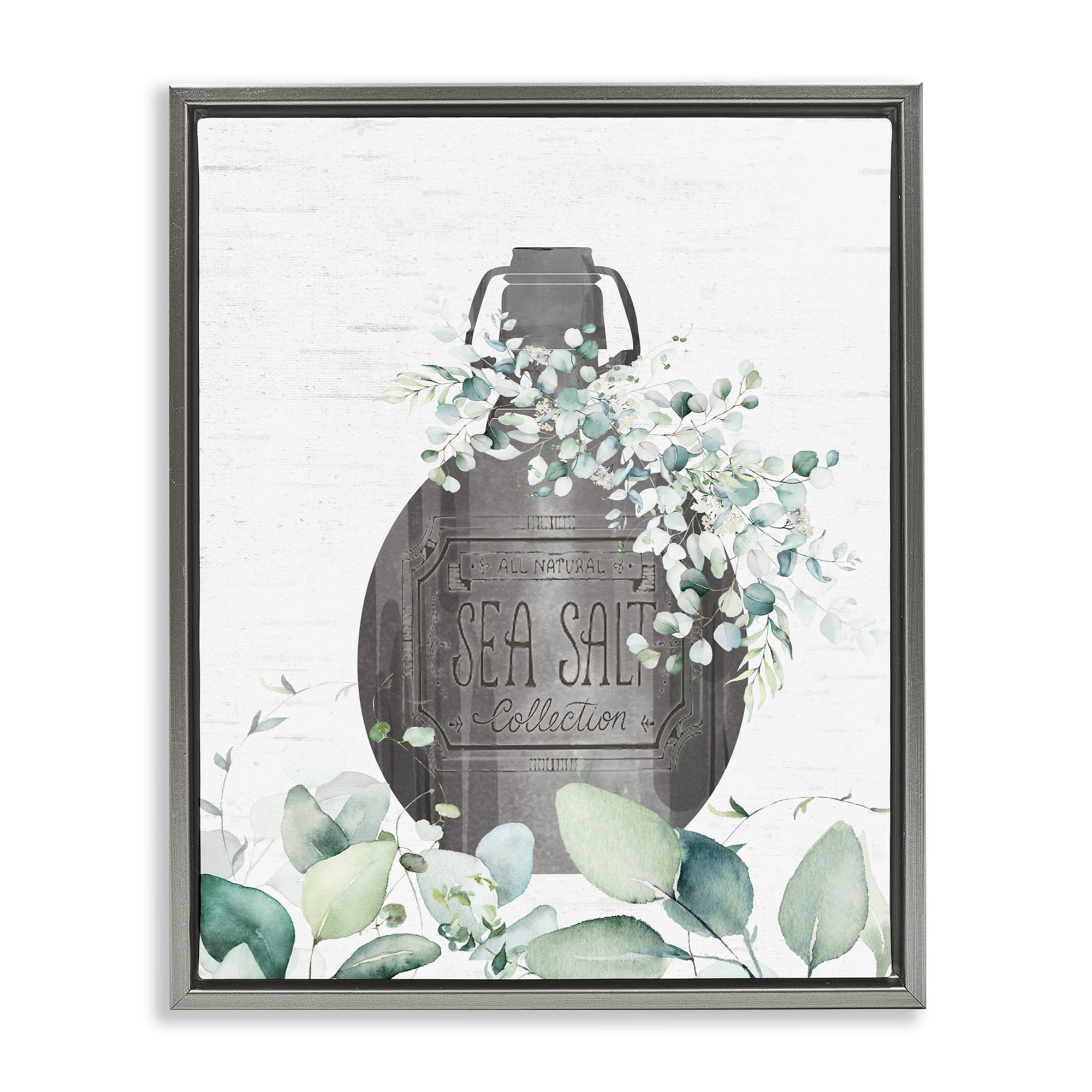 Sea Salt Collection Bottle Gray Framed Floater Canvas Wall Art, design by Lettered and Lined