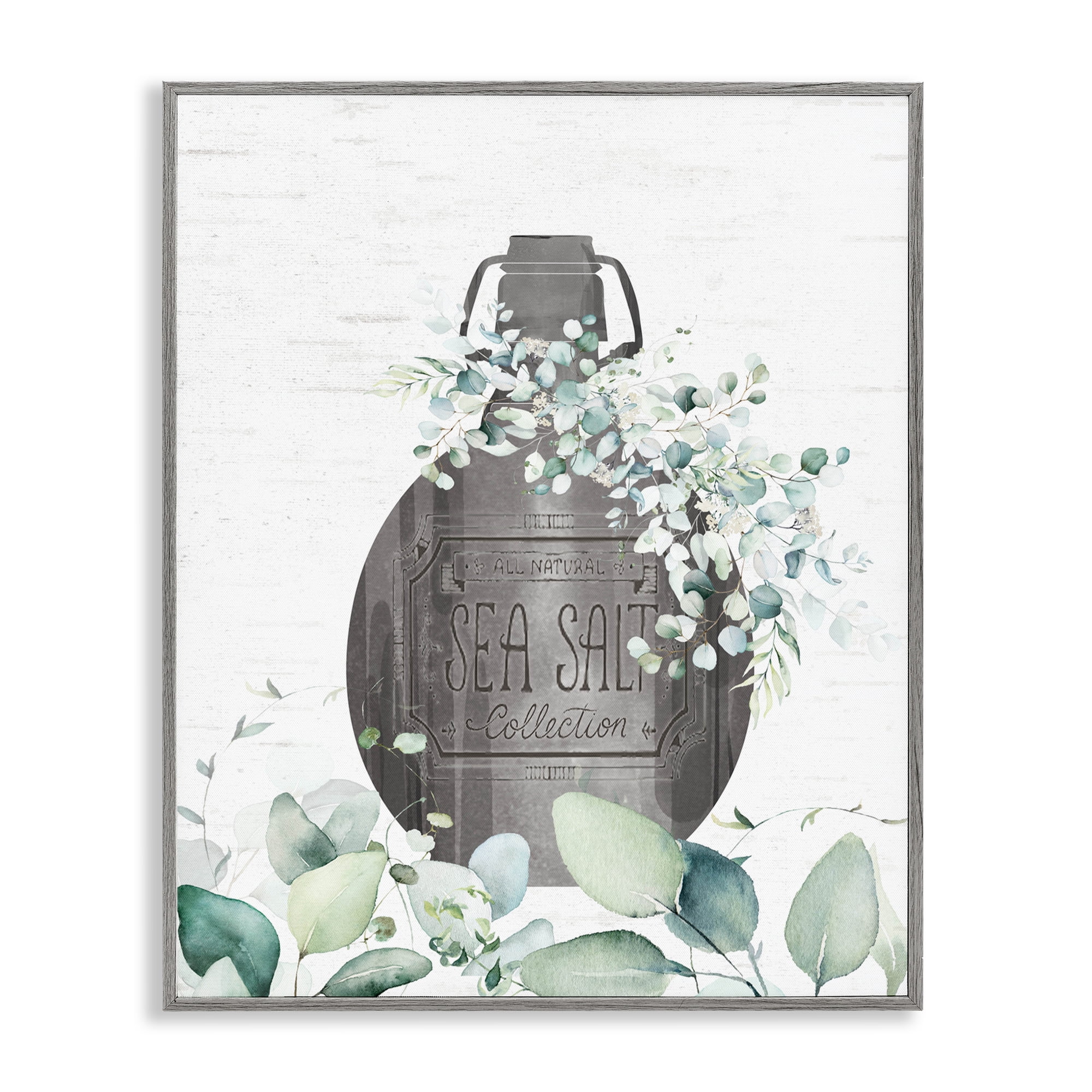Sea Salt Collection Bottle Gray Framed Giclee Art, design by Lettered and Lined