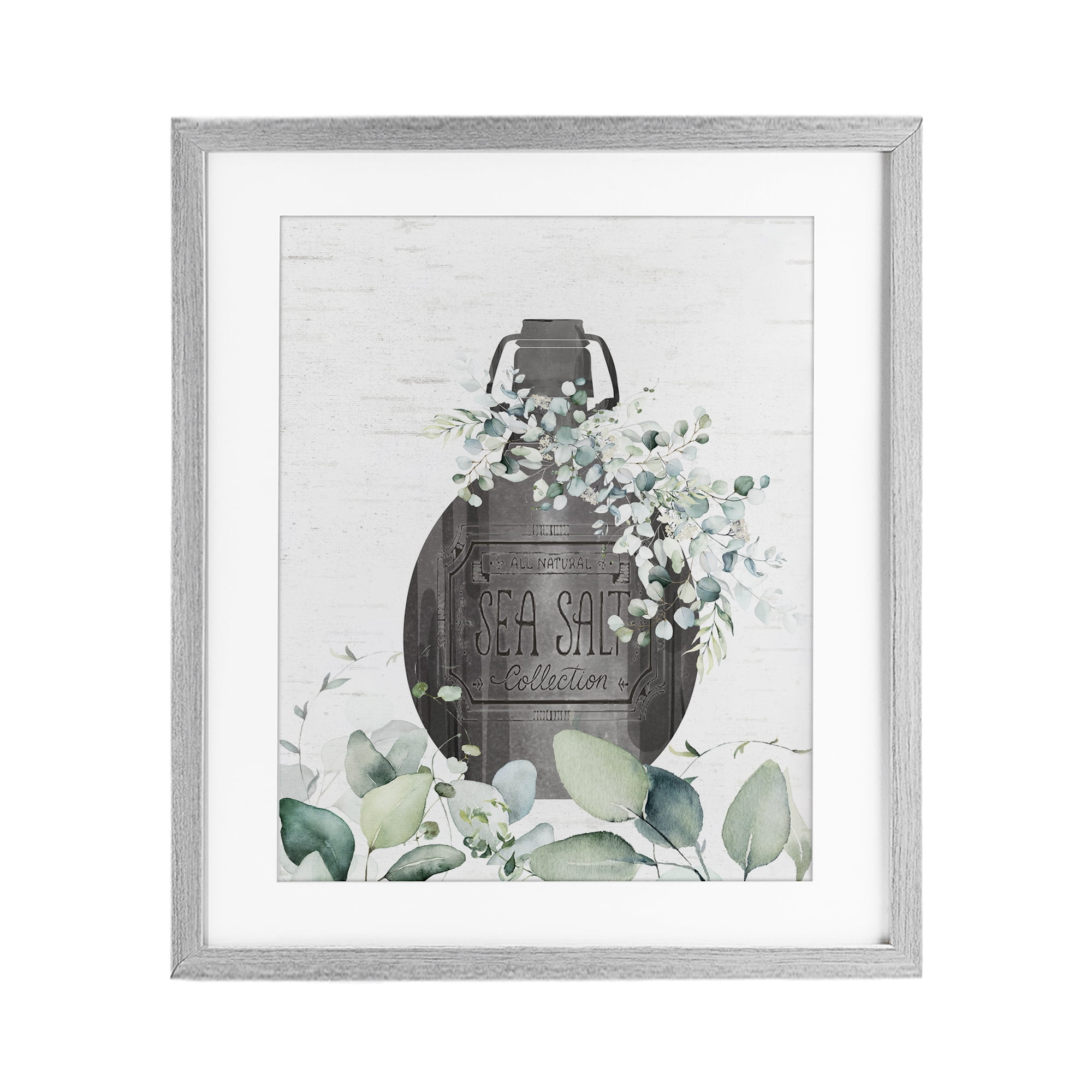 Sea Salt Collection Bottle Gray Framed Print Under Glass, design by Lettered and Lined