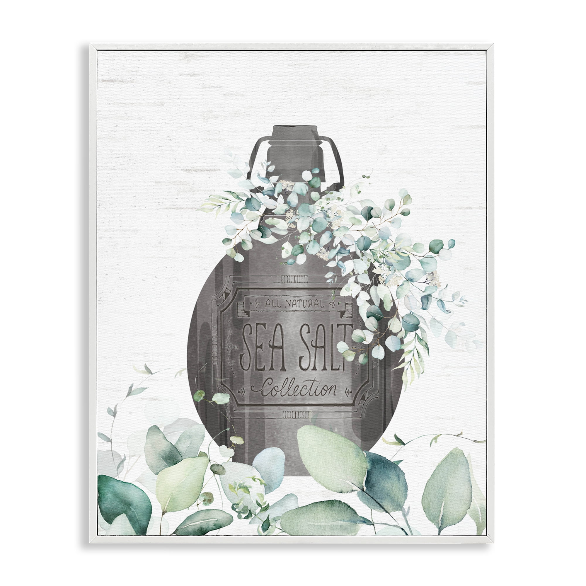 Sea Salt Collection Bottle White Framed Giclee Art, design by Lettered and Lined