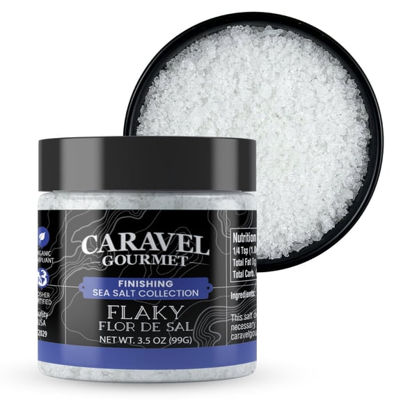 Sea Salt Flakes, Gourmet Flaky Finishing Salt, 3.5 oz Jar - Caravel Gourmet