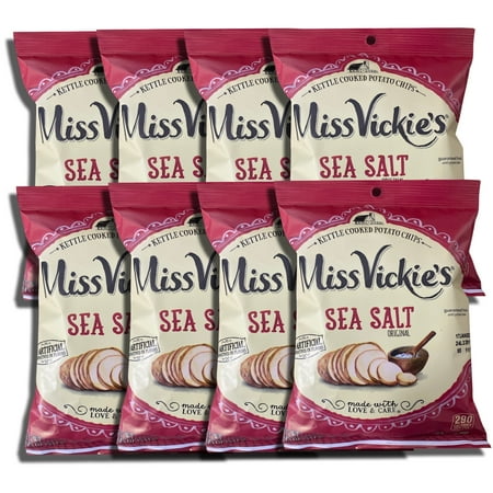 Sea Salt Kettle Cooked Potato Chips by Ms. Vickie Hungry Sized 1.875 Oz Bags | Value Pack of 8