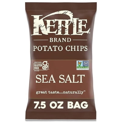 Sea Salt Kettle Potato Chips, Gluten-Free, Non-GMO, 7.5 oz Bag