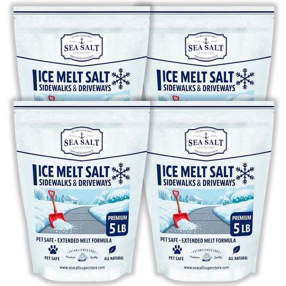 Sea Salt Superstore 100% Natural Ice and Snow Melt 5 lb 4 Pack (20 lb total)