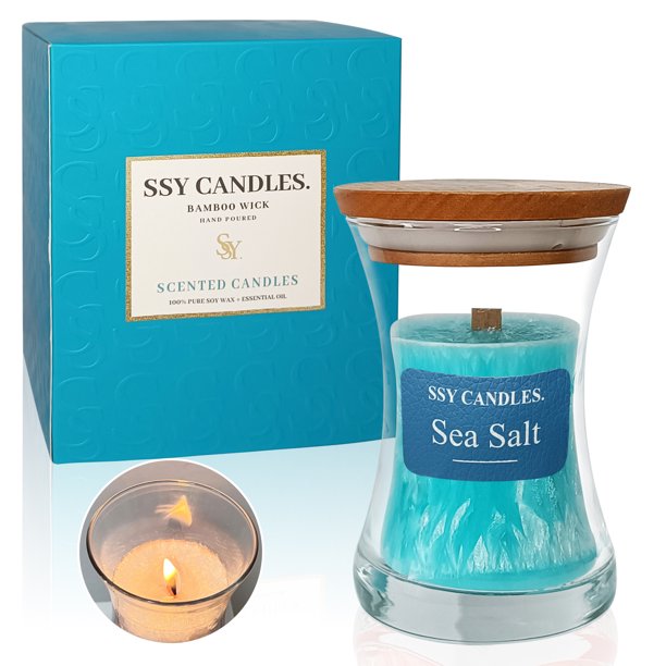 Sea Salt Scented Candles for HomeJar candles 3.5 oz Wooden Wick