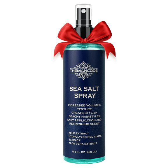 Sea Salt Spray for Men, Natural Hair Spray for Beach Wave & Volumizing Texturizing with Red Algae, Kelp, Aloe Vera, Gifts for Men, 8.8 fl oz (260 ml)