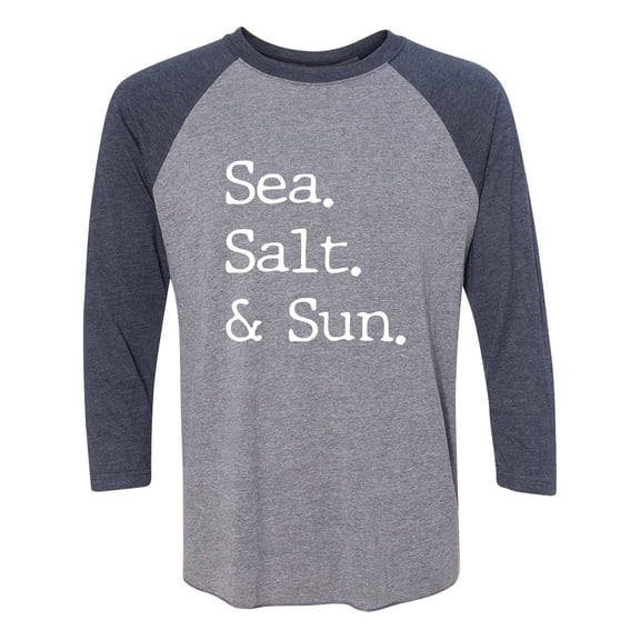 Sea. Salt. & Sun. Unisex 3/4 Sleeve Baseball Raglan Tee