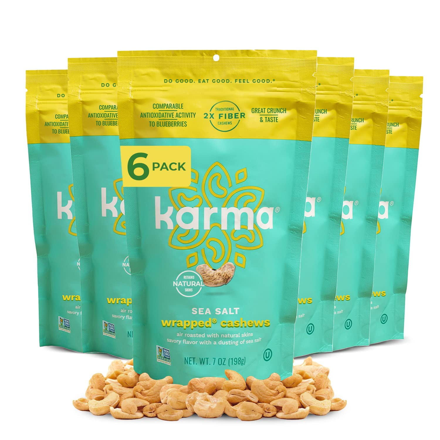 Sea Salt Wrapped Whole STF9 Cashews by Karma Nuts, Air Roasted with