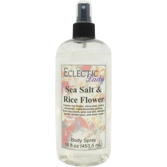 Sea Salt and Rice Flower Body Spray, Eclectic Lady, Hydrating Mist, Unisex (Double Strength), 16 oz
