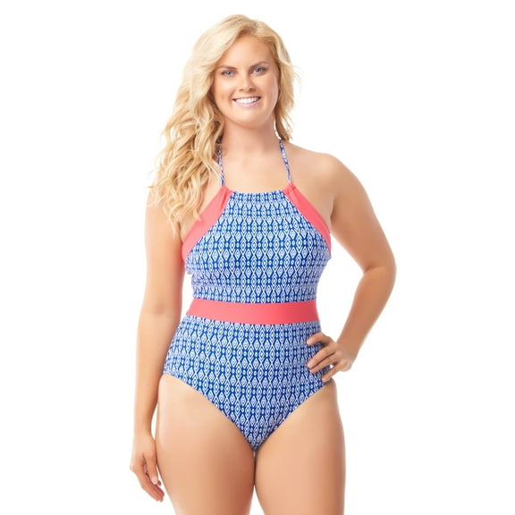 Sea & Sand Beachwear Paragon Halter High Neck One Piece Bathing Suit, 12