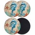 thumbnail image 1 of Sea Seahorse Coastal Coasters Set of 4, Absorbent Coasters for Drinks, Brown Nautical Summer Coral Vintage Coaster for Desk Coffee Table Protection, Home Decor House Warming Gifts 4", 1 of 8