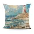thumbnail image 1 of Sea Seaside Pillow CoversVintage Lighthouse Seagull Ocean Theme Reversible Throw Pillow Covers Cases,Nautical Sailboat Watercolor Pigment Graffiti Square Cushion Covers Set, 1 of 5