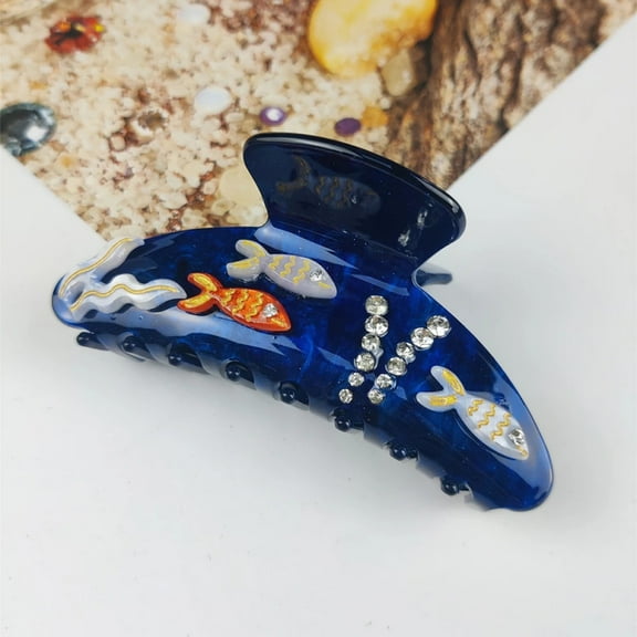 Sea Series Large Hair Claws Clip Diamond Starfish Conch Hair Clips Acetate Hair Accessories Handmade