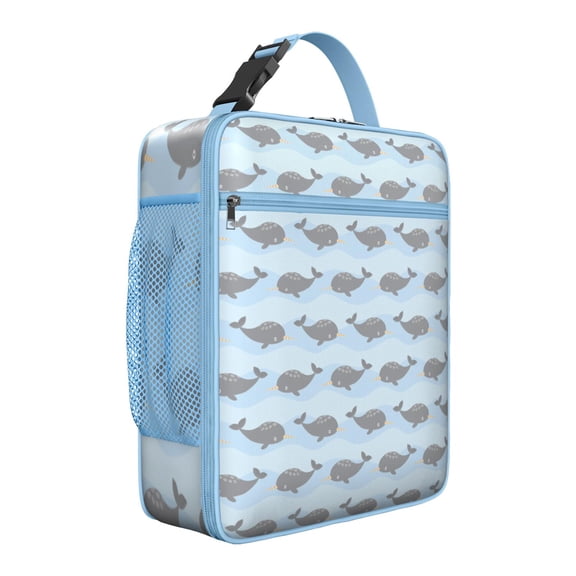 Under the Sea Shark Design Lunch Bag, Insulated Reusable Lunch Box for Men and Women, Leakproof Compact Cooler Tote with Interior/Exterior Pockets for Work or School