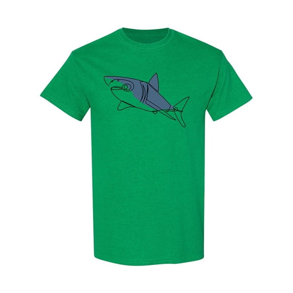 Sea Shark Linear Style T-Shirt Men -Image by Shutterstock, Male Small