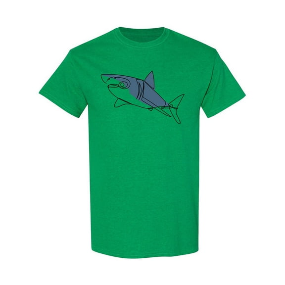 Sea Shark Linear Style T-Shirt Men -Image by Shutterstock, Male x-Large
