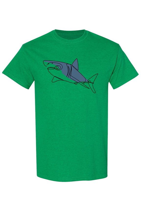 Sea Shark Linear Style T-Shirt Men -Image by Shutterstock, Male x-Large