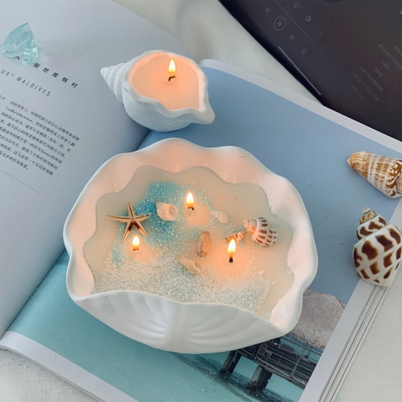Sea Shell Aromatherapy Candle, Natural Candles Conch Soy Wax Gel Candle, Handmade Natural Scented Candles, Decorative Candles, Meditation Stress Relief Items (C)