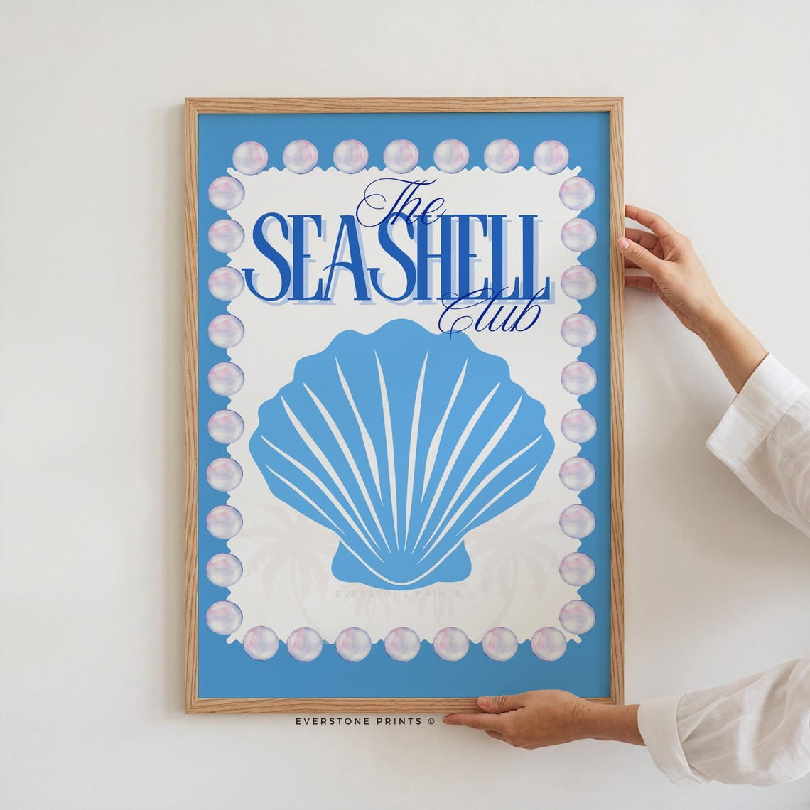 Sea Shell Club Wall Art Print, Colorful Coastal Seashell Art And Summer ...