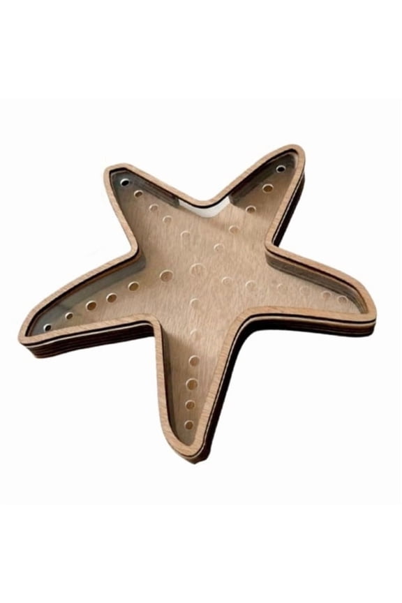 Sea Shell Display Box Wooden Starfish Holder with Acrylic Panel Storage Box,Wood Seashell Display Case,for Mini Shells Sea Rock Small Starfish Collection Boxs Home Decor Birthday Present