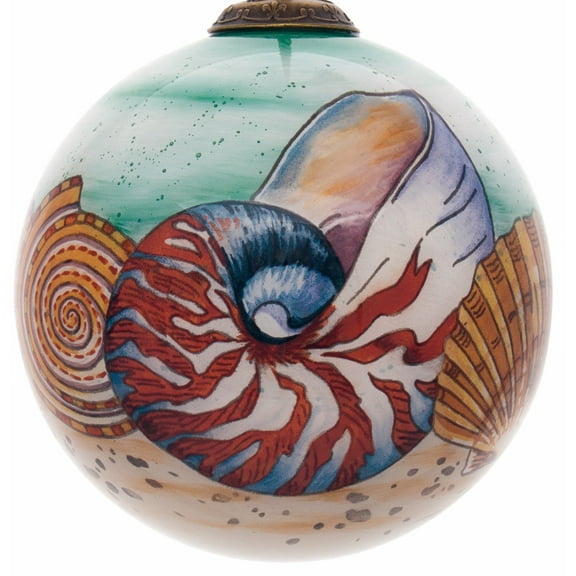Sea Shell Hand Painted Mouth Blown Glass Ornament