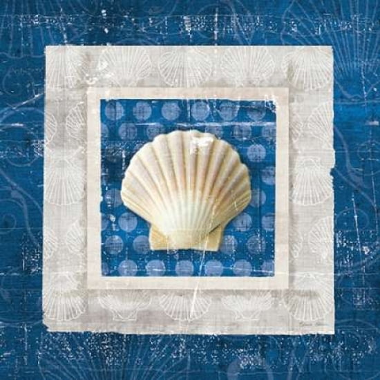 Sea Shell III on Blue Canvas Art - Belinda Aldrich (24 x 24)