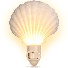 Sea Shell Light - Seashell Night Light Plug in Manual - 1 pc White Clam Sea Shell Night Light Shell - Beach Night Light Plug in - Seashell Light - Bathroom Night Light - Nautical Nightlight Plug in
