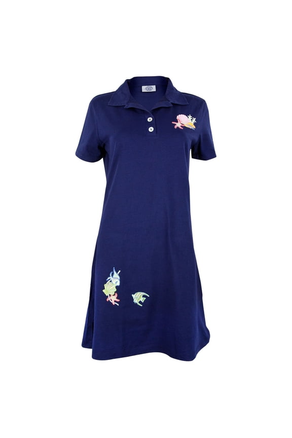 Sea Shell Navy Collared Womens Polo Dress