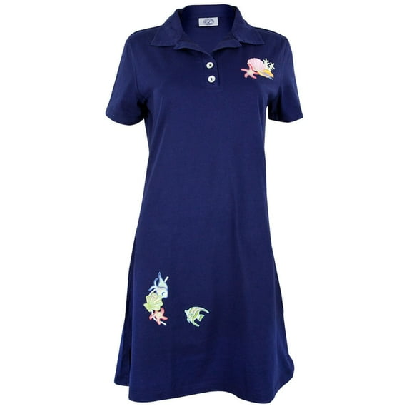 Sea Shell Navy Collared Womens Polo Dress