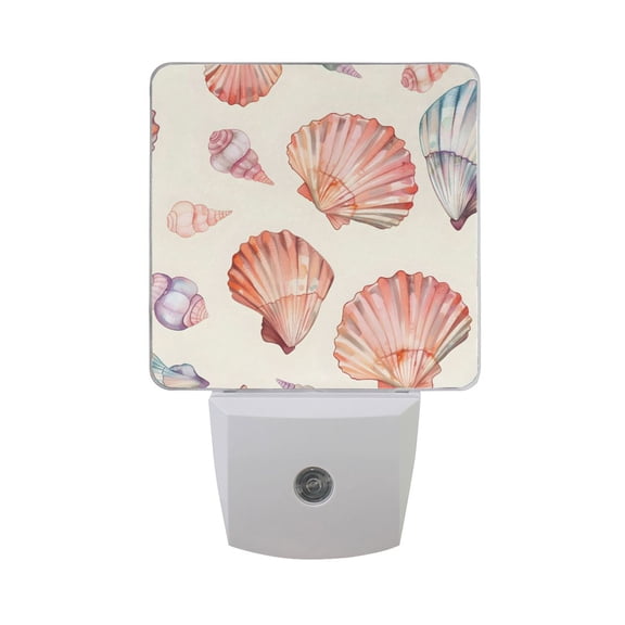 Sea Shell Pattern Cartoon LED Night Light with Smart Sensor Plug Into Wall Dusk to Dawn 2 packs