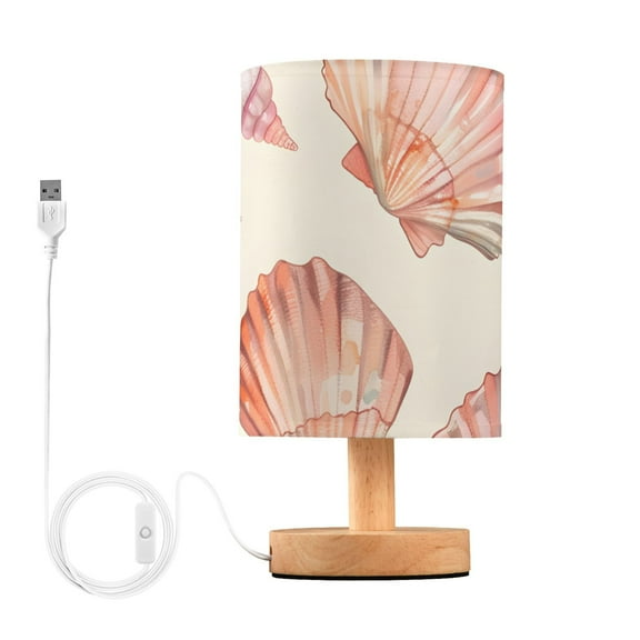 Sea Shell Pattern Cartoon Table Lamp with USB Port LED Warm Light Lamp Night Light Home Decor