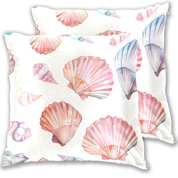 Sea Shell Pattern Cartoon Throw Pillow Covers Pillowcases 18 x 18 Inch Home Decor 2 Packs for Bedroom Sofa