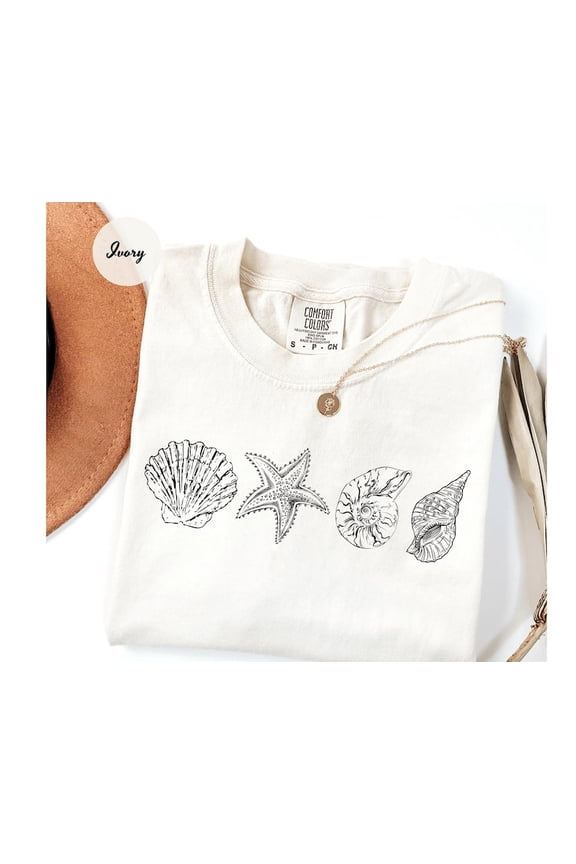 Sea Shell Shirt Beach Shirt Summer Shirt Ocean Lover Gift Sea Shell Tee Cute Sea Animal Tee Beach Woman Shirt
