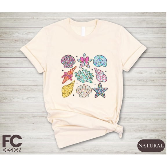 Sea Shell Shirt, Summer Woman T-Shirt, Ocean Lover Sweater, Beach T-shirt, Summer Vibes Tee, Feminine Summer Shirt, Floral Seashell Tee All Size S-5Xl