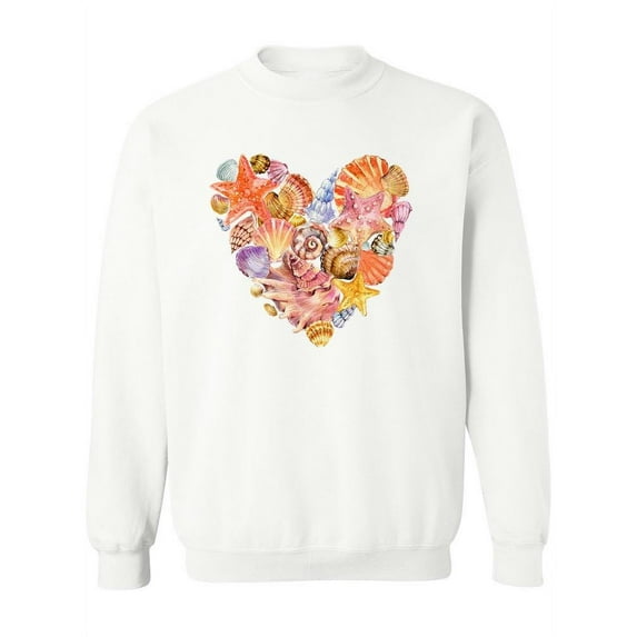 Sea Shell Watercolor Heart Sweatshirt Women -Image by Shutterstock, Female 5X-Large