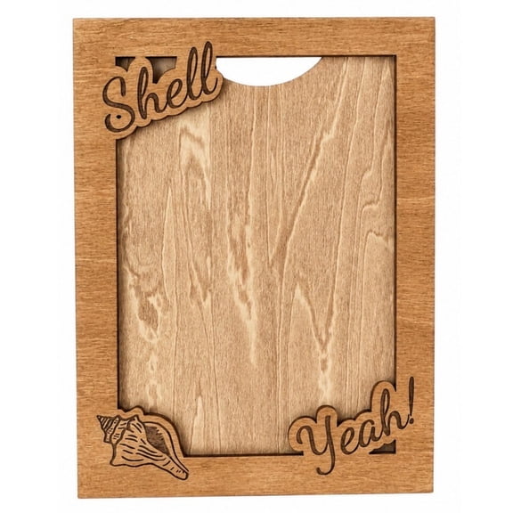 Sea Shell-theme Picture Frame with Shell Design, Natural Wood, 5x7 Inch Photo Display, Wall Mount and Stand Included, Beach Picture Frame, Vacation Picture Frame