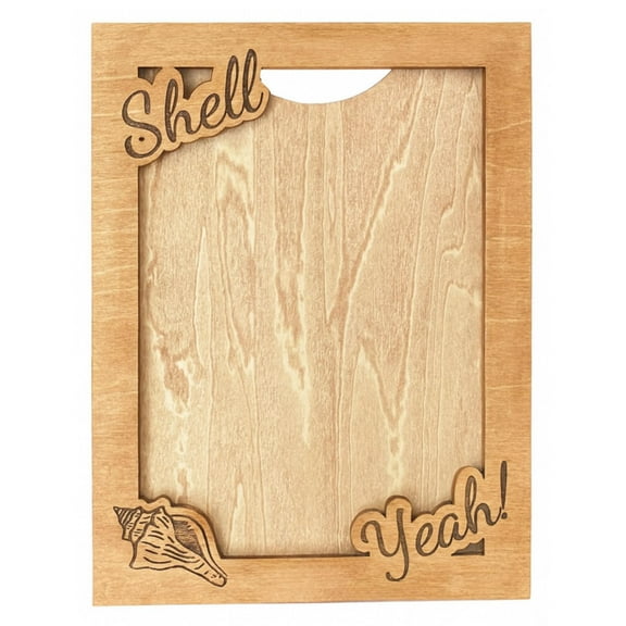 Sea Shell-theme Picture Frame with Shell Design, Natural Wood, 5x7 Inch Photo Display, Wall Mount and Stand Included, Beach Picture Frame, Vacation Picture Frame