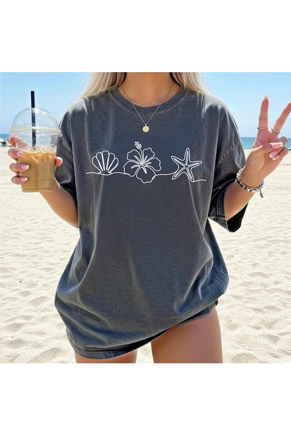 Sea Shells 90s Vintage Ocean Summer T-Shirt All Size S-3XL