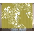 thumbnail image 1 of Ambesonne Sea Shells Curtains 2 Panel Set, Swirls with Seahorse, 108" x 90", Yellow Green White, 1 of 3