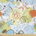 thumbnail image 1 of Sea Shells Fabric by The Yard, Retro Inspirations Abstract Illustration Beach Elements Pattern Stars and Hearts, Stretch Knit Fabric for Clothing Sewing and Arts Crafts, 2 Yards, Aqua Green, Ambesonne, 1 of 1