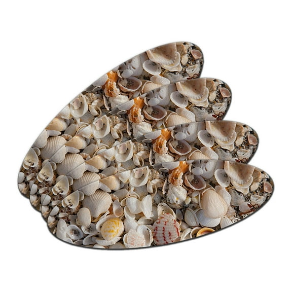 Sea Shells - Ocean Beach Double-Sided Oval Nail File Emery Board Set 4 Pack