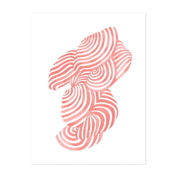 Sea Shells - Painting Abstract Minimalist Geometric Modern Art Pattern Line Art Pastel Unframed Wall Art Print 5 x 7 inches