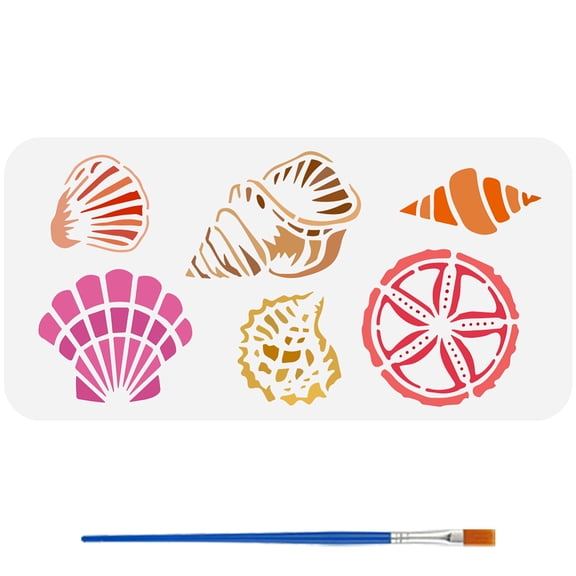 Sea Shells Painting Template with Brush 5.9x11.8inch Sand Money Urchins Painting Stencil