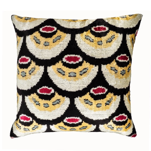 Sea Shells Silk Velvet Ikat Pillow, 20" X 20" Case Only