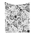 thumbnail image 1 of Sea Shells Soft Flannel Fleece Blanket, Hand Drawn Monochrome Aquatic Elements with Dotted Backdrop Abstract Beach, Cozy Plush for Indoor and Outdoor Use, 70" x 90", Dark Blue White, by Ambesonne, 1 of 6