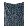 thumbnail image 1 of Sea Shells Soft Flannel Fleece Blanket, Monochrome Marine Elements with Dotted Background Doodle Ocean Inhabittants, Cozy Plush for Indoor and Outdoor Use, 50" x 60", Dark Blue Beige, by Ambesonne, 1 of 6