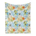 thumbnail image 1 of Sea Shells Soft Flannel Fleece Blanket, Retro Inspirations Abstract Illustration Beach Elements Pattern Stars and Hearts, Cozy Plush for Indoor and Outdoor Use, 60" x 80", Multicolor, by Ambesonne, 1 of 5