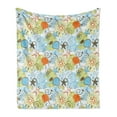 thumbnail image 1 of Sea Shells Soft Flannel Fleece Blanket, Retro Inspirations Abstract Illustration Beach Elements Pattern Stars and Hearts, Cozy Plush for Indoor and Outdoor Use, 70" x 90", Multicolor, by Ambesonne, 1 of 5