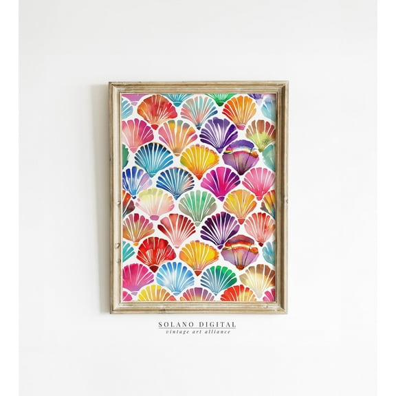 Sea Shells Wall Art Print Colorful Coastal Aesthetic Coastal Wall Art Shell Art Shells Decor Wall Art, Modern Wall Decor, 8x12 UNFRAMED