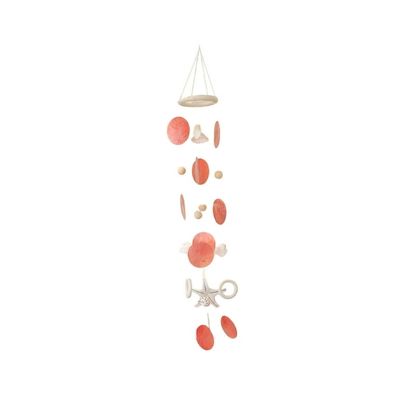 Sea Shells Wind Chimes - Handcrafted White Capiz Shells Windchime with Starfish, Coastal Style Decor for Indoor/Outdoors, Garden Decor, Great Gift for Women, Wind Chimes Lovers and More